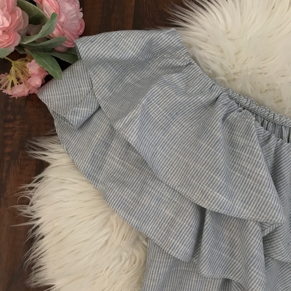 Julie Brown Striped Ruffle Off The Shoulder Dress - Picture 3 of 4